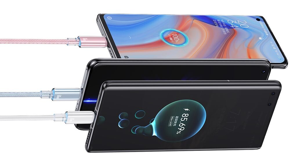 Kabel USB-A - USB-C USAMS Cloud Series US-SJ658 66W 1.2 m zasilanie bezpieczenstwo natezenie, podlaczone smartfony do kabli