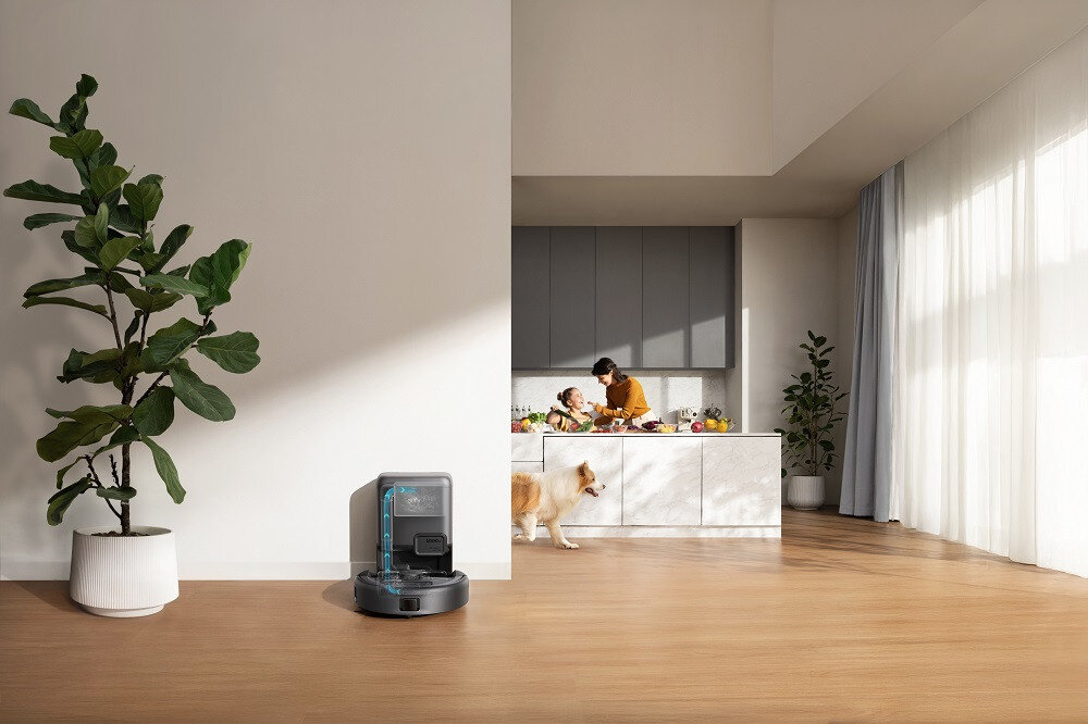Robot sprzątający EUFY E20 3w1 Stacja dokująca automatycznie opróżnia zbiornik pojemność worek czas kurz brud komfort porządek