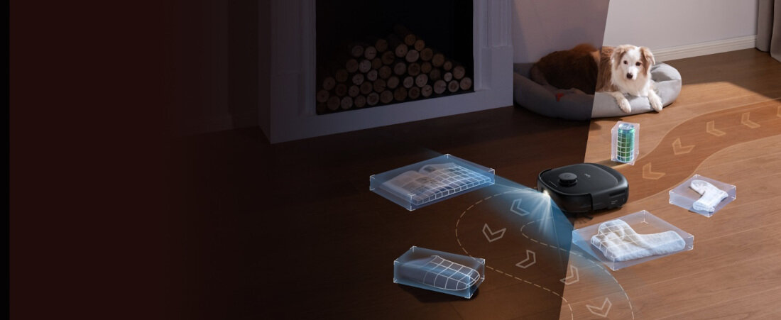 Robot sprzątający EUFY E25 wykrywanie przeszkód Czujniki z AI.See™ technologia RGB omijanie przeszkód dostosowanie trasy sprzątania