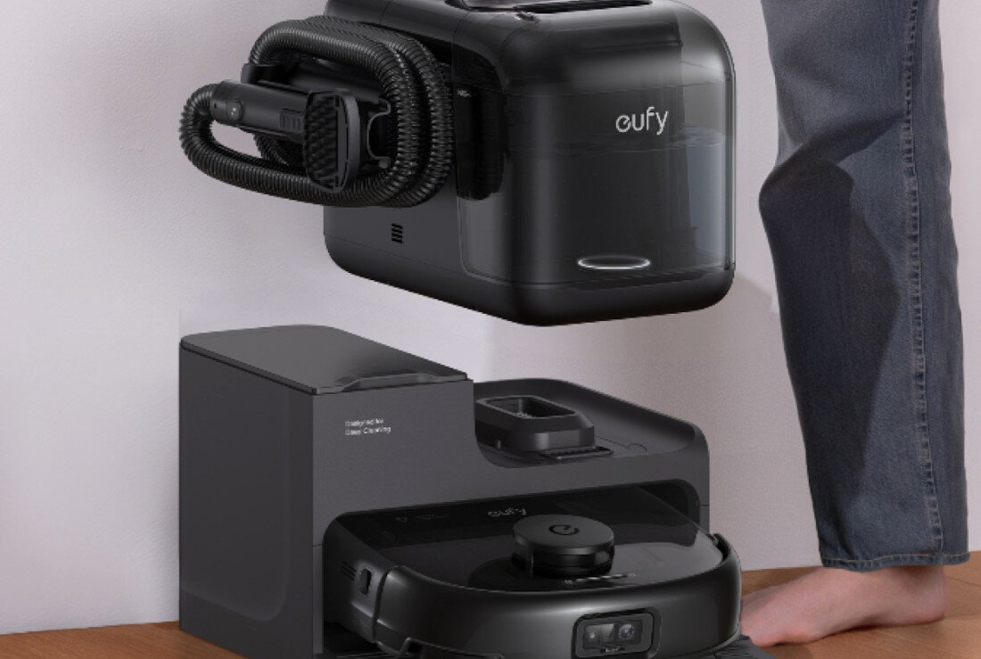 Robot sprzątający EUFY Omni E28 Skuteczne szczotki i ramię Szczotki DuoSpiral™  ramię CornerRover™ kurz, włosy i sierść System zapobiegający zaplątywaniu włosów i sierści