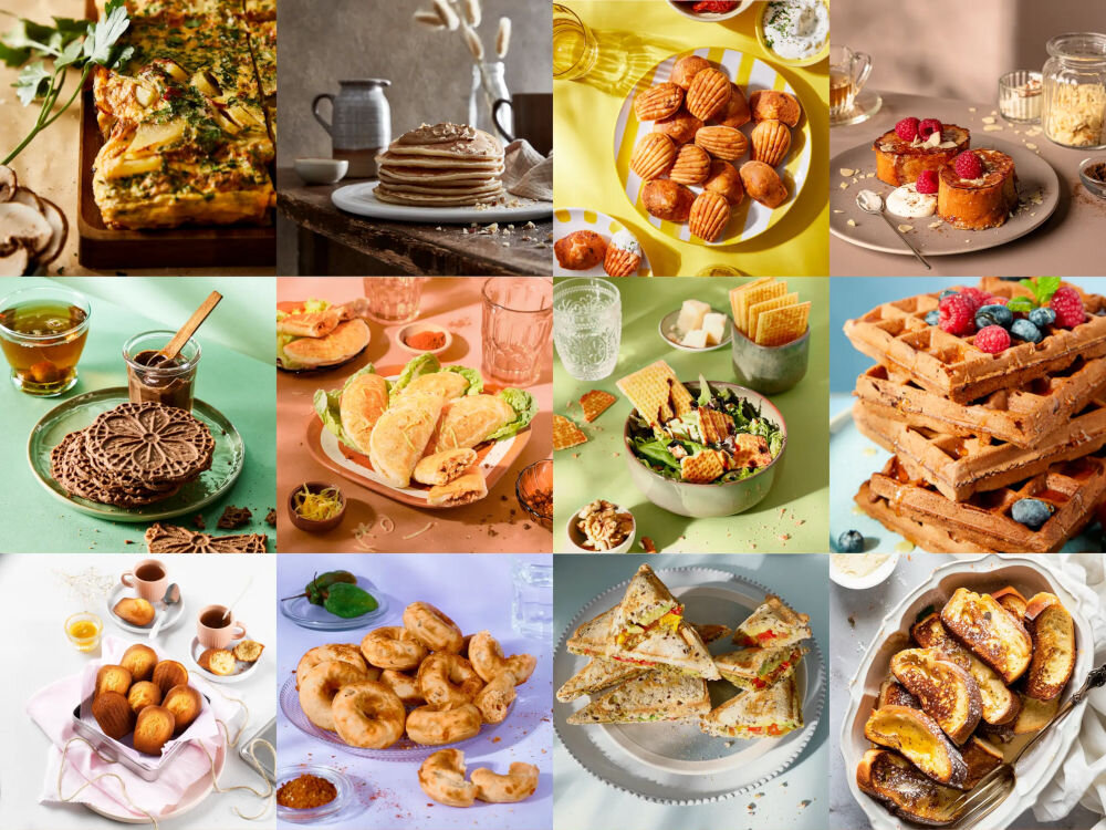 Opiekacz TEFAL Snack Collection SW862BF0 wizualizacja dań przygotowanych w opiekaczu dodatkowe płyty