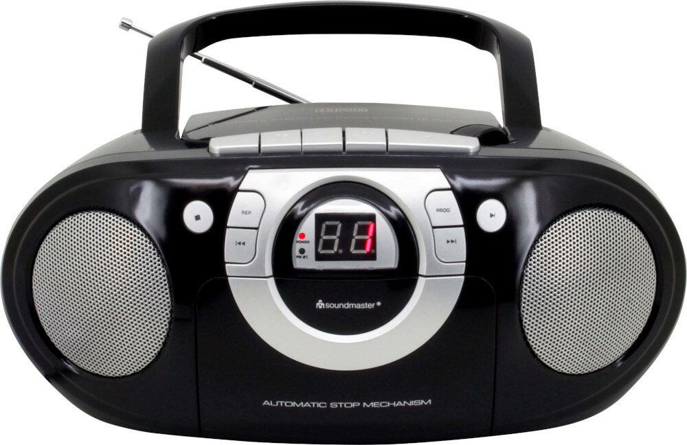 Radioodtwarzacz SOUNDMASTER SCD5100RO odtwarzacz CD CD-R CD-RW magnetofon kasetowy, Radioodtwarzacz od frontu na białym tle