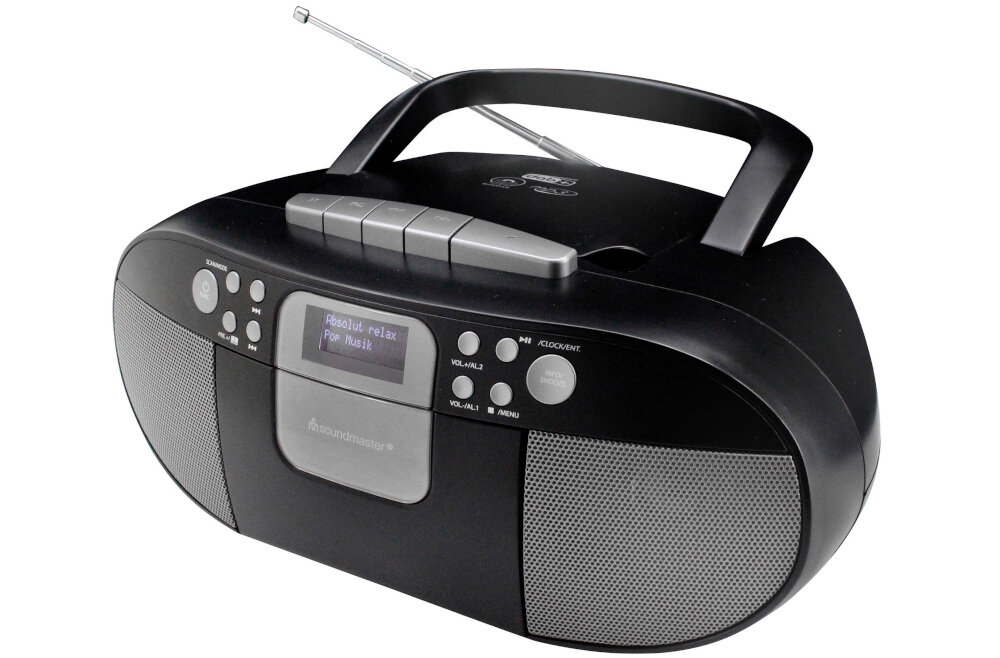 Radioodtwarzacz SOUNDMASTER SCD7800SW radio DAB+ FM RDS pamięć 60 stacji, radioodtwarzacz po skosie na białym tle