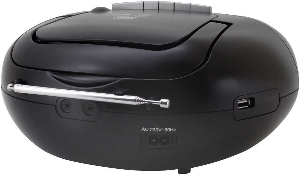 Radioodtwarzacz SOUNDMASTER SCD7800SW podwójny alarm budzik drzemka, radioodtwarzacz od tyłu na białym tle