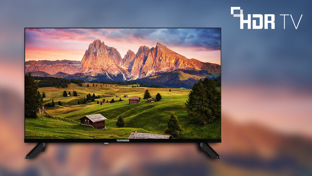 Telewizor TELEFUNKEN TFL-32APH1000 - Szczegółowość obrazu HDR, HD Ready, HDR10, telewizor od frontu wyświetlający krajobraz