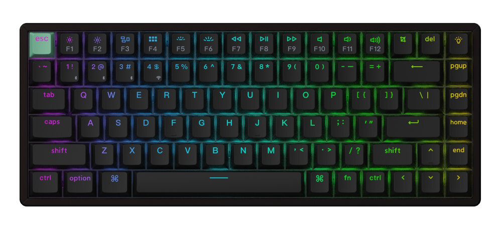 Keychron K2 HE Podświetlenie RGB efektów świetlnych i trybów poprawisz widoczność klawiszy