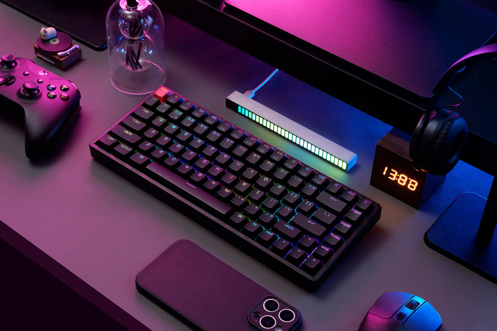 Keychron K2 Version 3 Bluetooth 5.2 trzema urządzeniami laptopem, smartfonem i tabletem złącze USB-C połączenie przewodowe macOS, Windows i Linux keycapy Mac i Windows