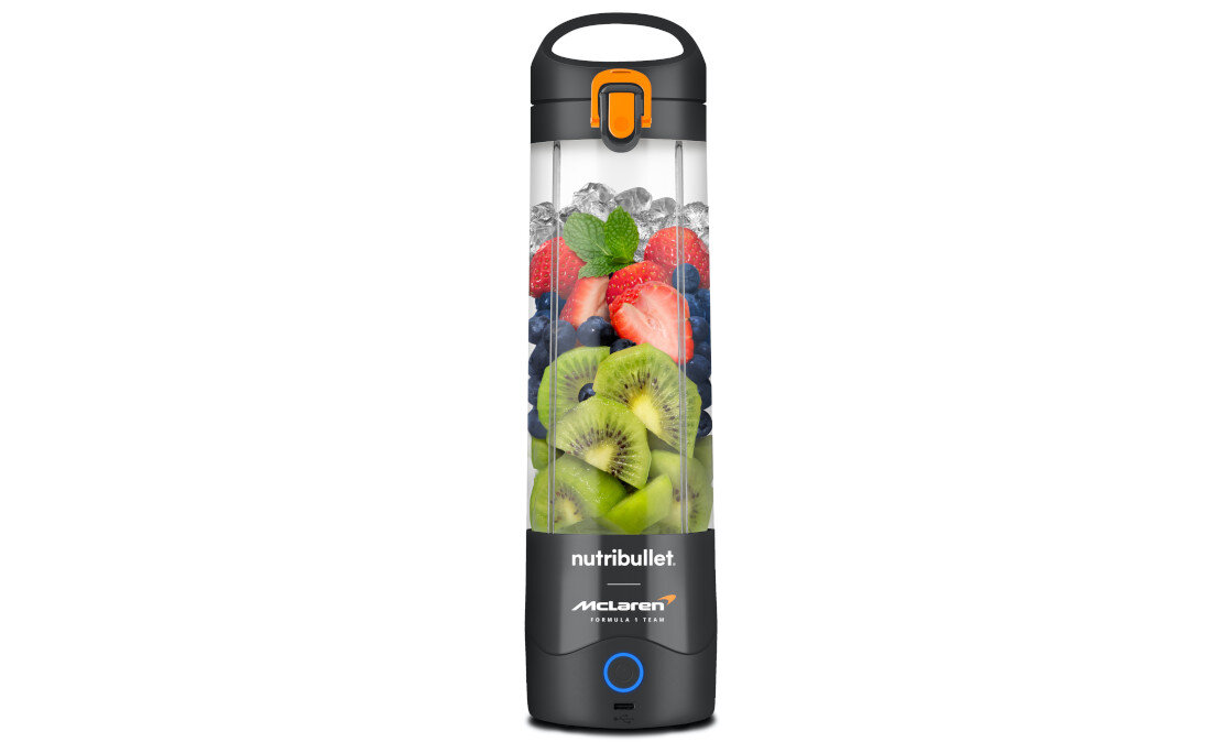 Blender personalny NUTRIBULLET NBP003GO-MC McLaren F1 Team Portable Gotowy na trudne składniki Wydajne, sześciopunktowe ostrze ze stali nierdzewnej Funkcja pulsacyjna kontrola konsystencja