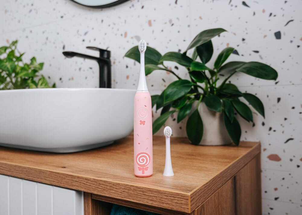 Szczoteczka soniczna CONCEPT Kids Kido Smile ZK6010 Różowy Pomoc w nauce prawidłowego mycia Wbudowany timer przypomnienie sfrema zmiana automatyczne wyłączenie pielęgnacja