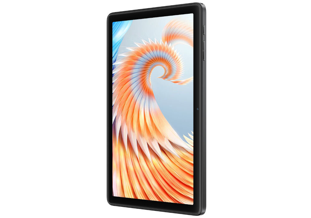 Tablet OSCAL Pad 9 10.1 cali 4/128 GB Wi-Fi LTE Szary prezentacja urządzenia od frontu na białym tle pod kątem lekki poręczny praca nauka rozrywka smukła obudowa wymiary 242,7 × 161,5 × 8,5 mm matowe wykończenie