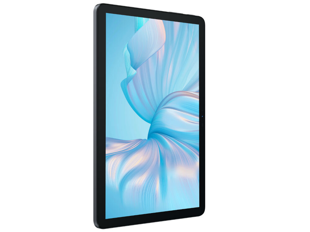 Tablet OSCAL Pad 7 10.1 cali 4/128 GB Wi-Fi LTE Szary prezentacja urządzenia od frontu pod kątem na białym tle moduł GPS urządzenie nawigacyjne obsługa aplikacji mapowych takich jak Google Maps wyznaczanie trasy