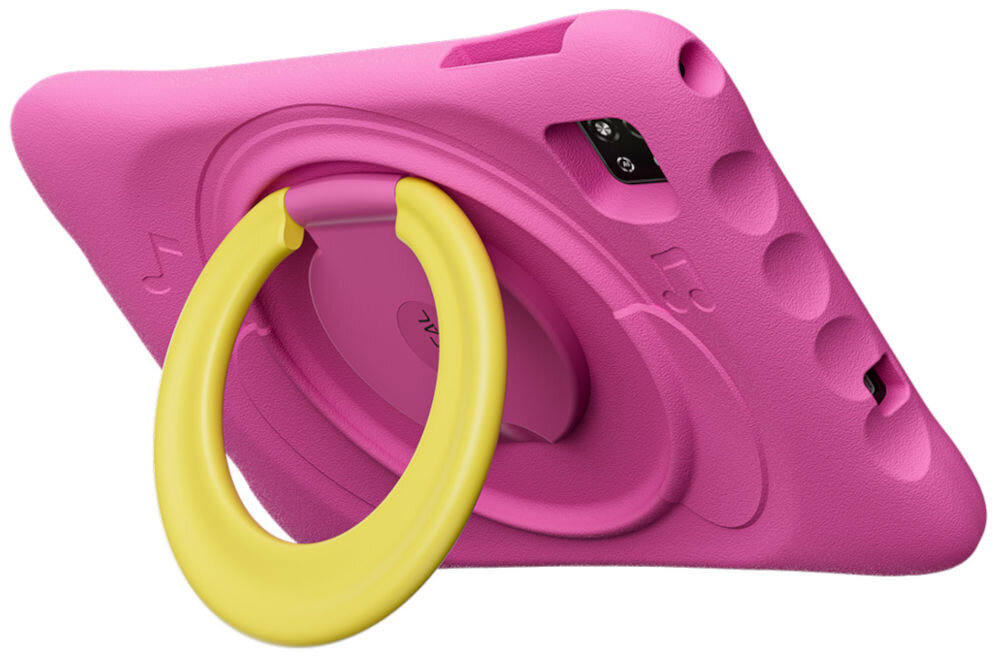 Tablet OSCAL Pad 60 Kids 10.1 cali 4/128 GB Wi-Fi Różowy prezentacja urządzenia tył pod kątem na białym tle Google Kids Space dostęp do aplikacji książek filmów dobrane przez ekspertów edukacyjnych personalizowany profil bezpieczne korzystanie osobne profile dla każdego dziecka