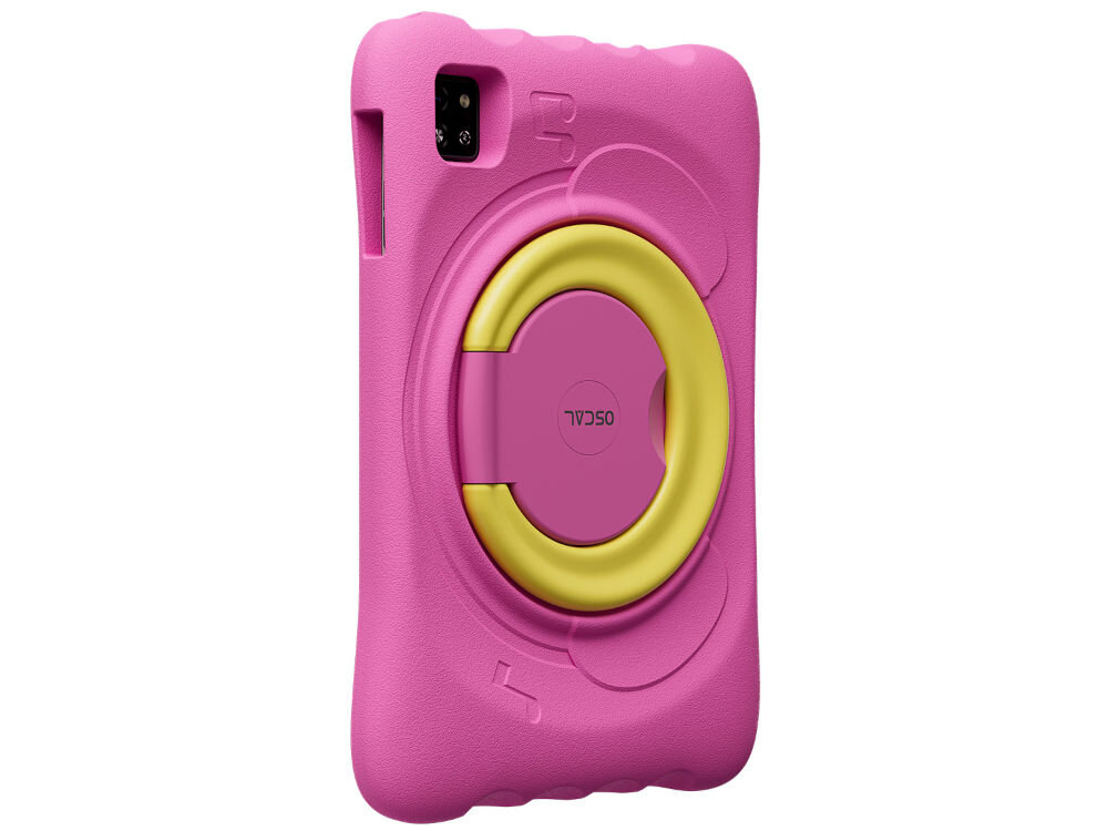 Tablet OSCAL Pad 60 Kids 10.1 cali 4/128 GB Wi-Fi Różowy prezentacje urządzenia tył pod kątem akumulator 5100 mAh szybki port USB-C wiele godzin nauki