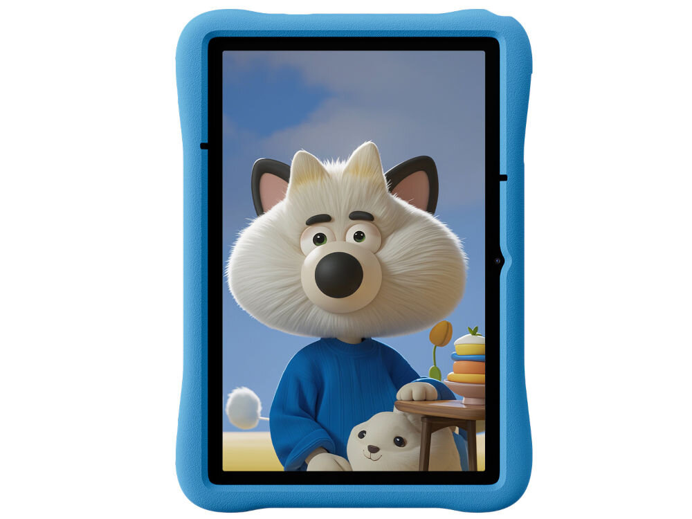 Tablet OSCAL Pad 60 Kids 10.1 cali 4/128 GB Wi-Fi Niebieski prezentacja urządzenia od frontu na białym tle aparat tylny 8 MP z autofokusem przedni 5 MP zajęcia online rozmowy robienie zdjęć jasne przysłony dobra jakość obrazu