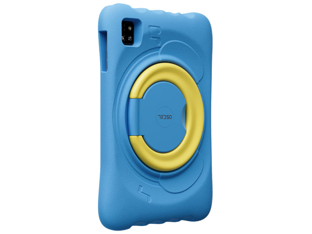 Tablet OSCAL Pad 60 Kids 10.1 cali 4/128 GB Wi-Fi Niebieski prezentacje urządzenia tył pod kątem akumulator 5100 mAh szybki port USB-C wiele godzin nauki