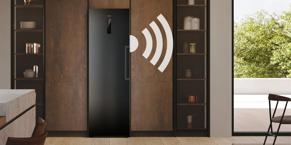 ZAMRAŻARKA HAIER H4F306DDH1L front zamknięta uchwyt wyświetlacz zabudowa aplikacja zdalne sterowanie telefon smartfon hOn funkcje