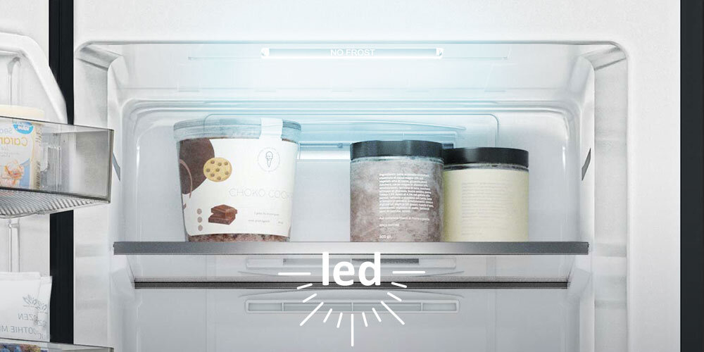 ZAMRAŻARKA HAIER H4F306DDH1L półka jasne wnętrze oświetlenie wnętrze światło LED oszczędność energii