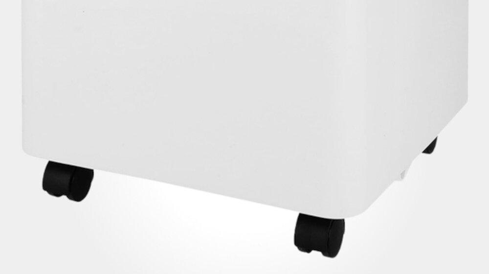 Klimatyzator MISSION AIR Cool Wi-Fi Lekka obudowa waga wymiary Skrętne kółka jezdne zbliżenie na kółka