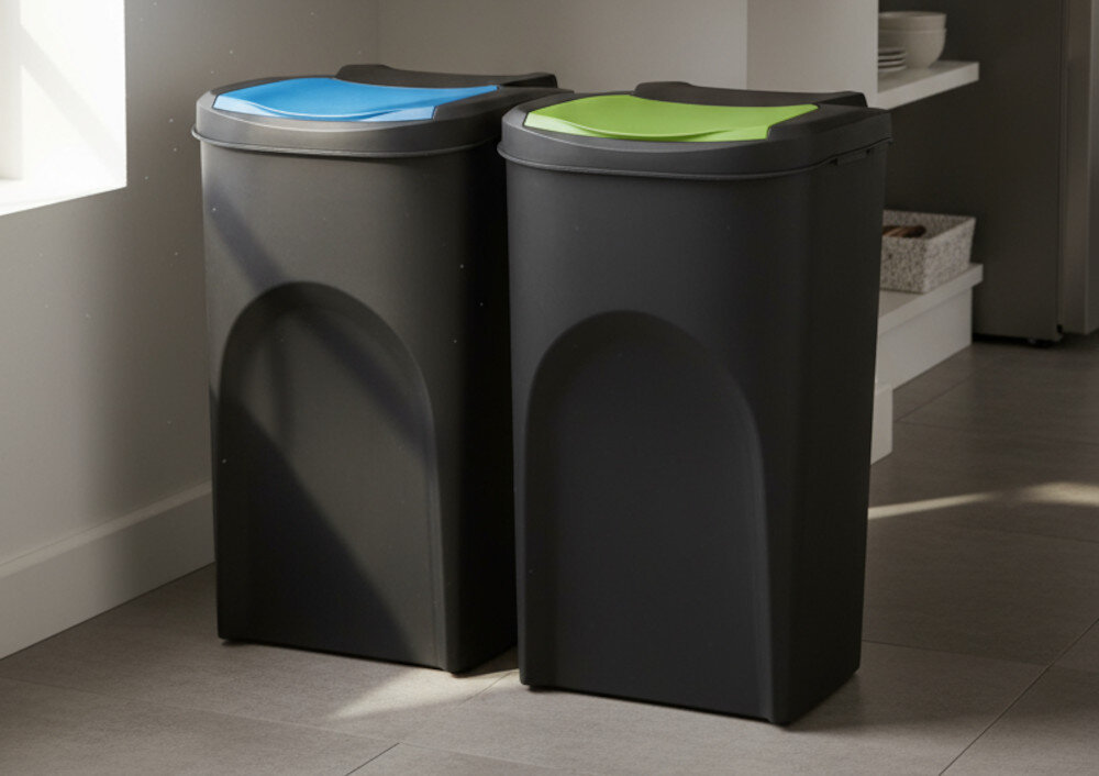 Kosza na śmieci KEDEN SORTIBOX IKWB35S4 4 x 35L Czarny Estetyczny zestaw pojemność cztery pojemniki czarny kolor wymiary długość głębokość szerokość stabilne ustawianie jeden na drugim