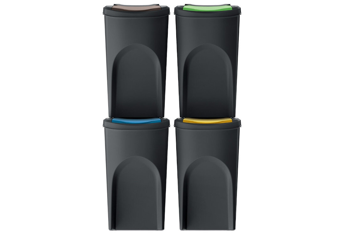Kosza na śmieci KEDEN SORTIBOX IKWB35S4 4 x 35L Czarny praktyczne rozwiązanie Recykling  papier, szkło, plastik czy metal Świadoma, proekologiczna postawa