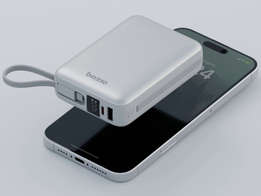 Powerbank ENERGEA Bazic Fusion Mini 20000mAh 20W Szary
                powerbank lewitujący nad telefonem