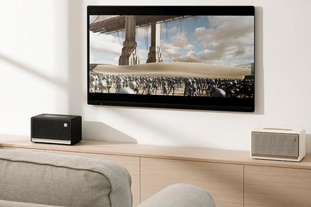 Głośnik mobilny EDIFIER ES300 wysokiej jakości dźwięk kompaktowy, głosniki sotjące na komodzie pod telewizorem