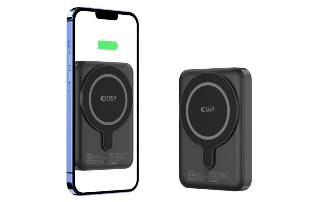 Powerbank TECH-PROTECT PB11 LifeMag MagSafe 10000 mAh Czarny diody LED pojemność magnetyczna funkcja