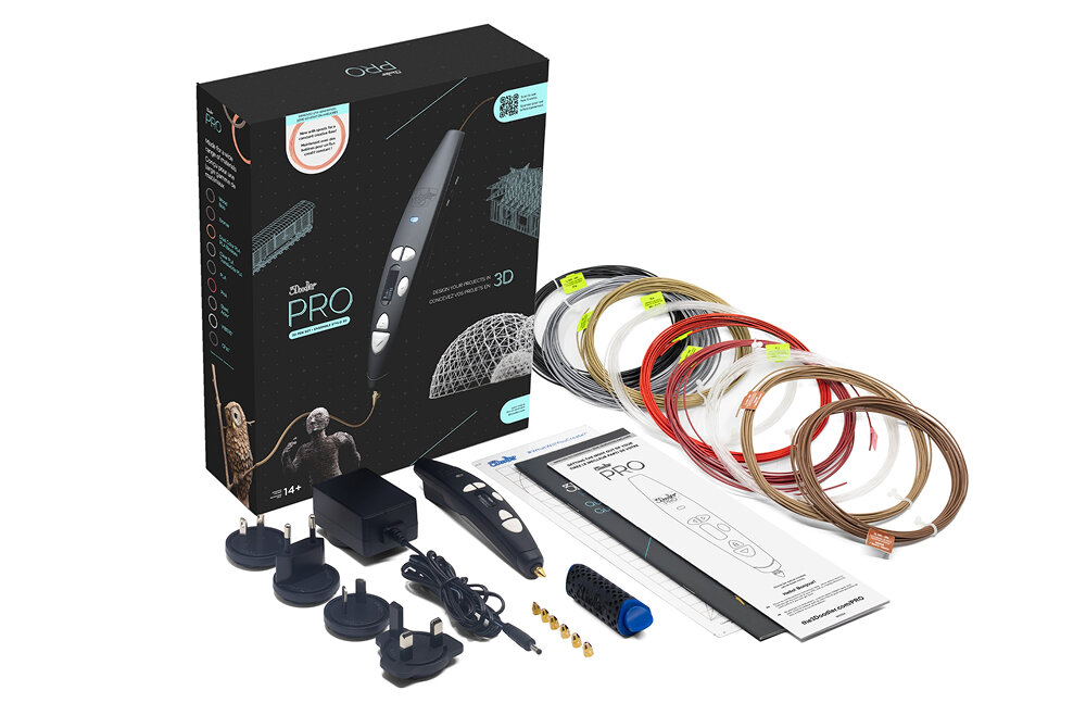 Zestaw 3Doodler PROIII z dyszami, filamentami, kablem USB-A/USB-C i akcesoriami