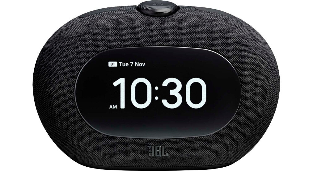 Radiobudzik JBL Horizon 3 tryb snu dźwięki natury fale las deszcz, radiobudzik od frontu na białym tle