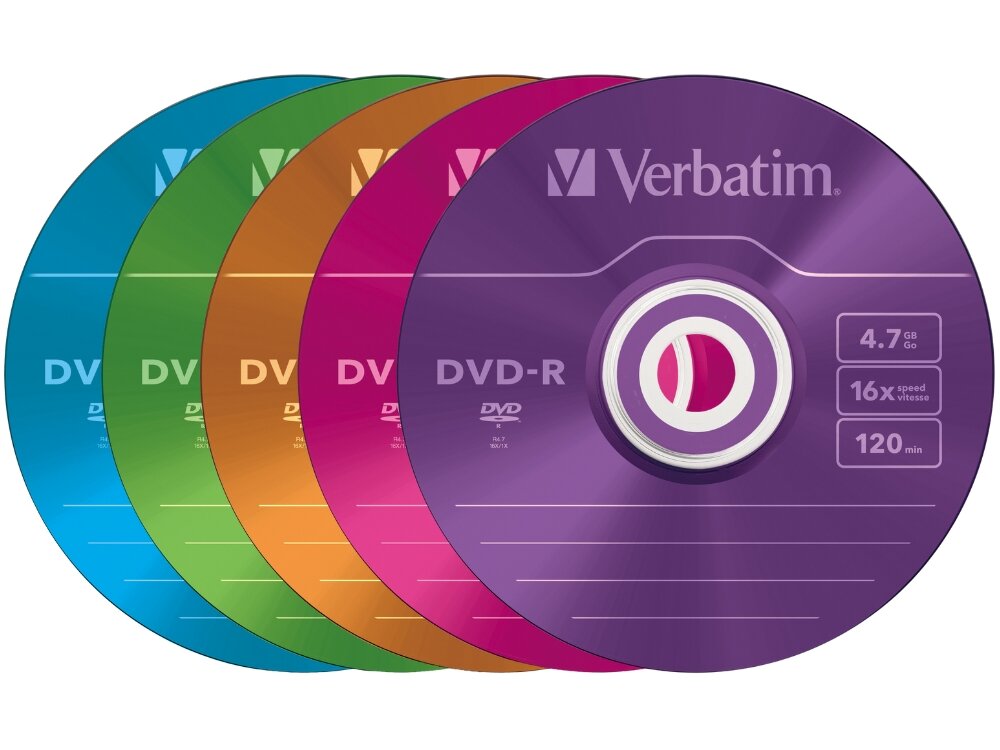 Płyta VERBATIM Colour Slim DVD-R, 4.7 GB, 16x (5 szt.)
                płyty w różnych wersjach kolorystycznych