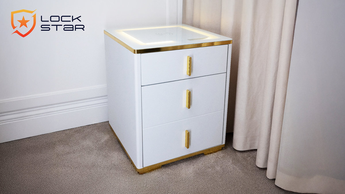 Sejf EXTRALINK Lockstar EX.27344 - sejf od przodu w narożniku pomieszczenia