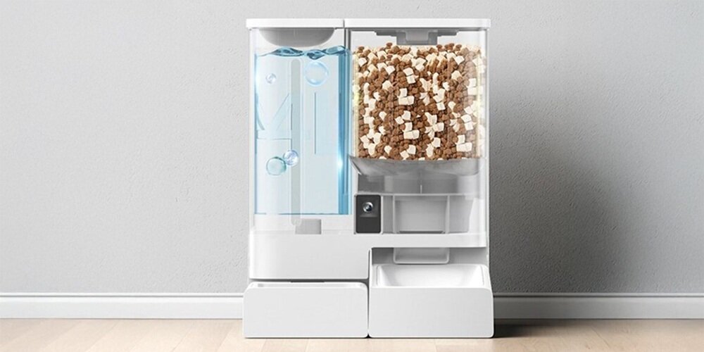 Dozownik karmy automatyczny SPONGE Pet Feeder Dual Smart pojemnik na karmę i wodę, hermetyczna pokrywa, filtr wody, ograniczenie bałaganu, zawsze punktualny posiłek