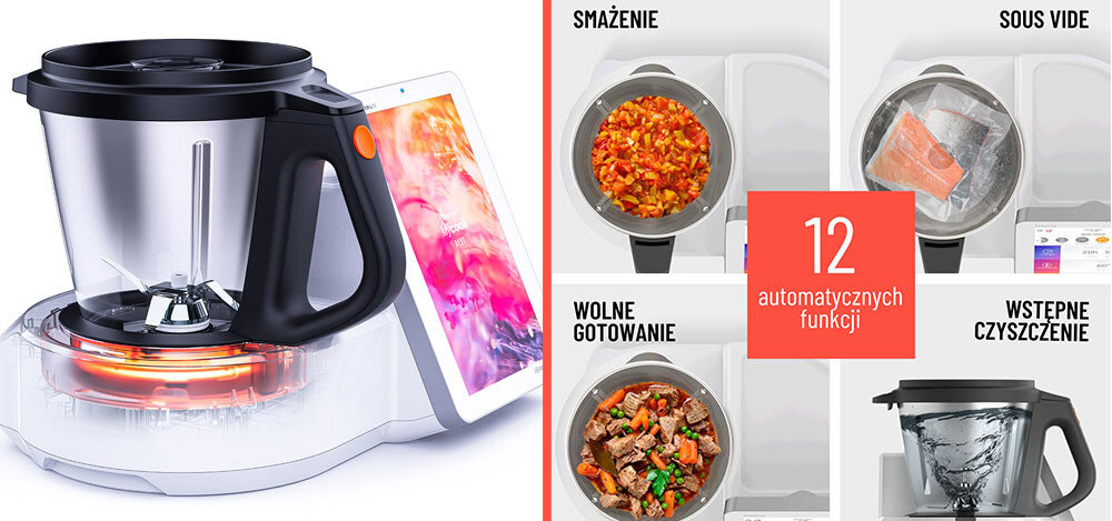 Termorobot wielofunkcyjny TAURUS 923121000 MyCook Next Szary 12 automatycznych funkcji ważenie turbo gotowanie na parze gotowanie wolne sous-vide smażenie wstępne czyszczenie 19 poziomów prędkości