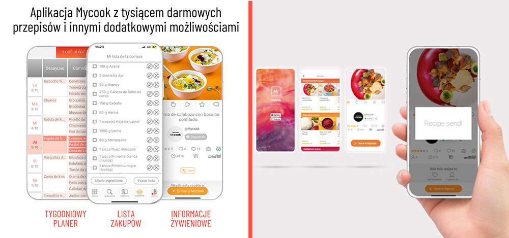 Termorobot wielofunkcyjny TAURUS 923121000 MyCook Next Szary Aplikacja Mycook moduł Wi-Fi przepisy tygodniowe menu stwórz listę zakupów informacje żywieniowe