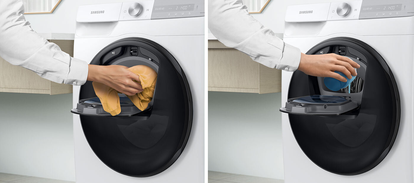 Dodatkowe drzwi AddWash umożliwiają dodanie ubrań do rozpoczętego prania 