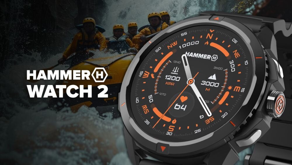 Smartwatch HAMMER Watch 2 ekran bateria czujniki zdrowie sport pasek ładowanie pojemność rozdzielczość łączność sterowanie krew puls rozmowy smartfon aplikacja