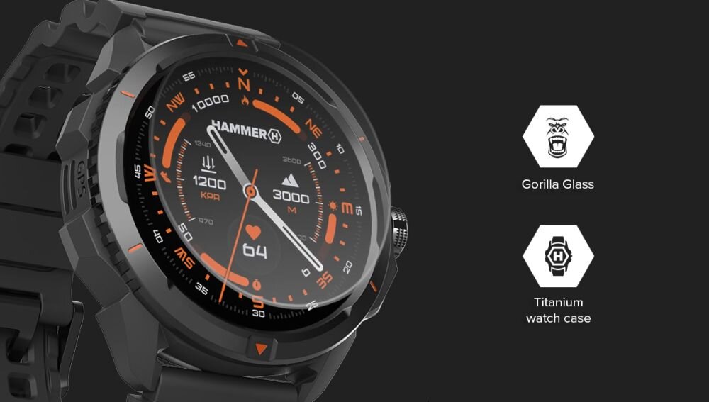 Smartwatch HAMMER Watch 2 szklo wyswietlacz solidnosc uderzenia uszkodzenia wlokno szklane obudowa uszkodzenia uderzenia