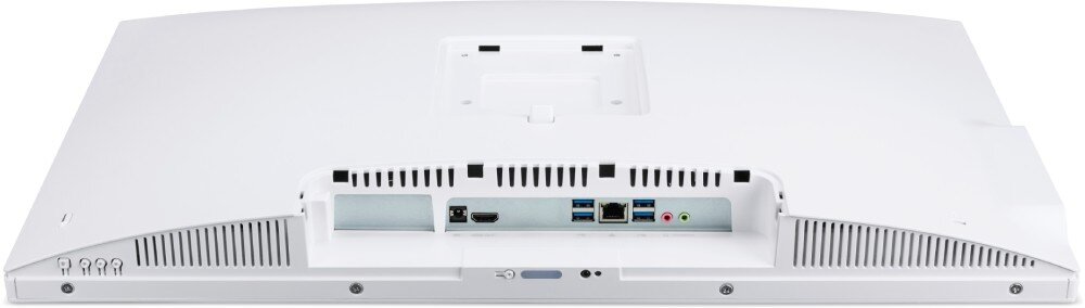 Komputer ACER Aspire C27-1E13U7UNH Spód obudowy urządzenia z rzędem gniazd takich jak zasilanie, HDMI, USB, LAN oraz wejścia audio 