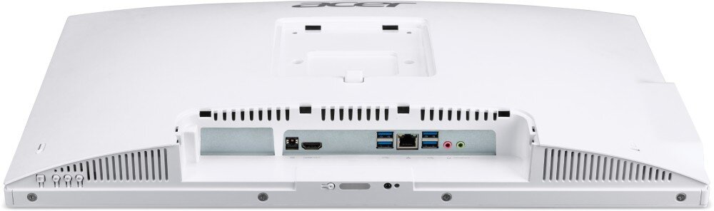 Komputer ACER Aspire C24-1YE13U5UNH Dolna część tylnego panelu obudowy, widoczne porty HDMI, USB, LAN oraz audio, porty, złącza, gniazda, łączność