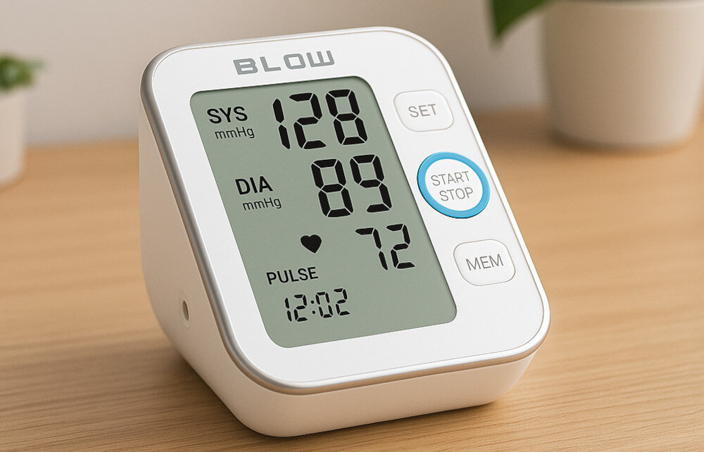 Ciśnieniomierz BLOW PM-01 Czytelna interpretacja WHO klasyfikuje wyniki według skali Światowej Organizacji Zdrowia Wbudowany wskaźnik nieregularnego rytmu serca  informacja realne wsparcie profilaktyka sygnały wymagające konsultacji specjalistycznej