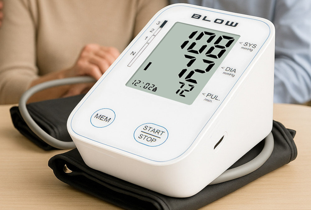Ciśnieniomierz BLOW PM-02 Codzienne wsparcie zdrowia zakres kontrola wsparcie profilaktyka Automatyczny pomiar na ramieniu Mankiet o zakresie 22–40 cm dopasowanie  samodzielne wykonywanie pomiarów 