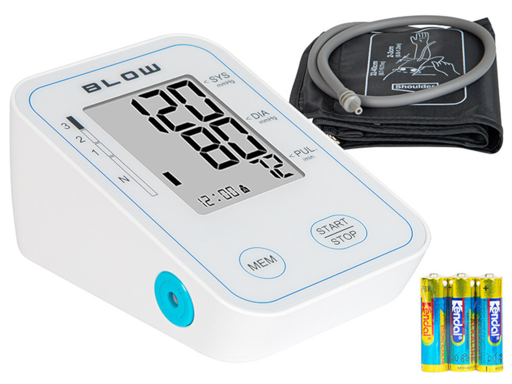 Ciśnieniomierz BLOW PM-02 Wygodne zasilanie Możliwość zasilania bateriami AA  kabel USB-A/USB-C  Automatyczne wyłączanie po minucie bezczynności wskaźnik niskiego poziomu baterii