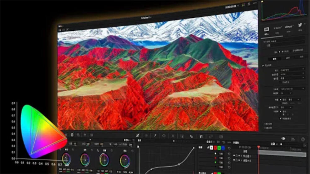 Monitor TCL 27G64 27 cali 2560x1440px 180Hz 1 ms [GTG] prezentacja monitora podczas pracy graficznej DCI-P3 różnica Delta E poniżej 2 istotne w zadaniach związanych z edycją materiałów graficznych stałość powtarzalność kolorów
