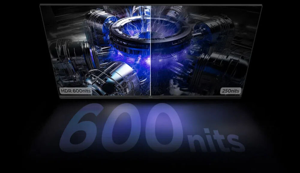 Monitor TCL 25G64 25 cali 1920x1080px IPS 300Hz 1 ms [GTG] porównanie ekranu z jasnością 600 i 250 nitów dynamiczny kontrast 6 000 000:1 odwzorowanie jasnych i ciemnych obszarów