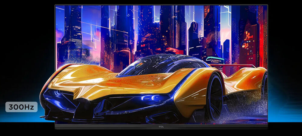 Monitor TCL 25G64 25 cali 1920x1080px IPS 300Hz 1 ms [GTG] prezentacja możliwości monitora 300 Hz samochód wychodzący z ekranu czas reakcji 1 ms wyraźny obraz bez rozmyć i opóźnień