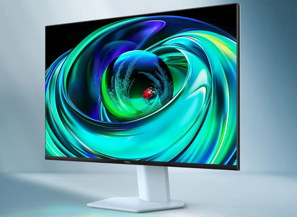 Monitor TCL 24G54 24 cali 1920x1080px 100Hz prezentacja monitora na szarym tle