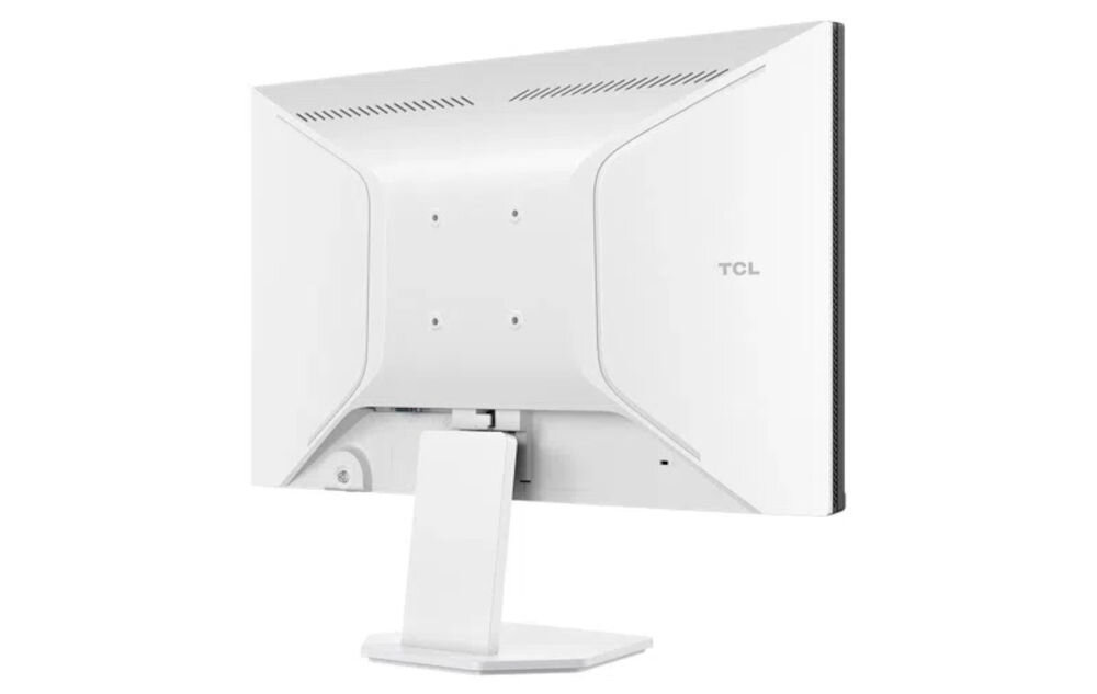 Monitor TCL 24G54 24 cali 1920x1080px 100Hz prezentacja tylnej obudowy monitora na białym tle standard VESA 75 mm montaż na uchwytach ściennych lub ramionach