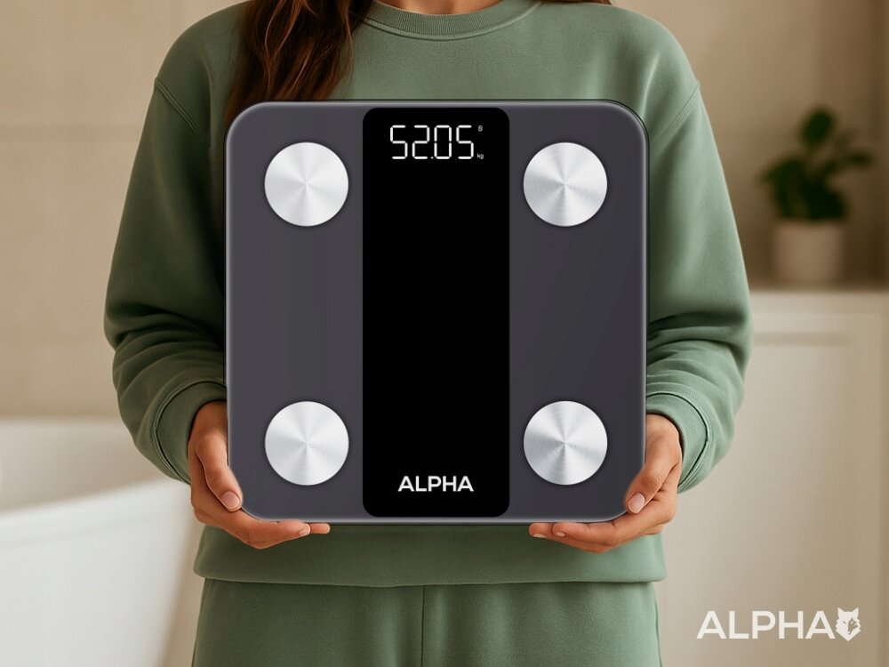 Waga łazienkowa ALPHA Smart Scale 3 Czarny analiza bioelektryczna, aktywności, zmiany żywieniowe, historia wyników pomiarów