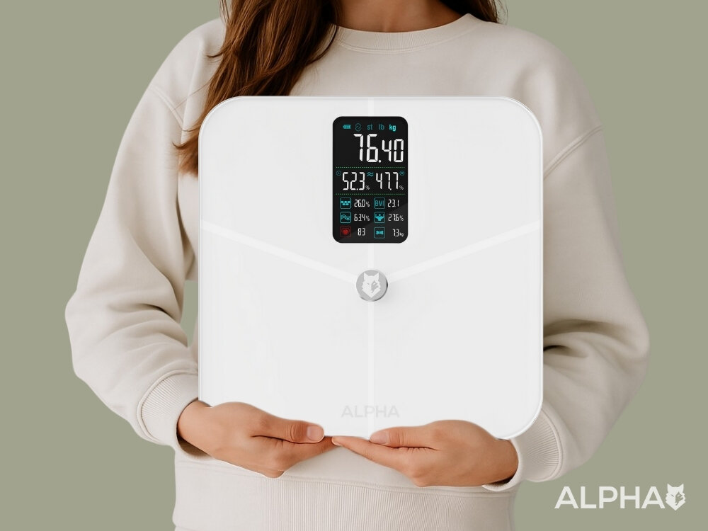 Waga łazienkowa ALPHA Smart Pro 2 automatyczny zapis pomiarów, wygodne profle użytkowników, monitorowanie postępów