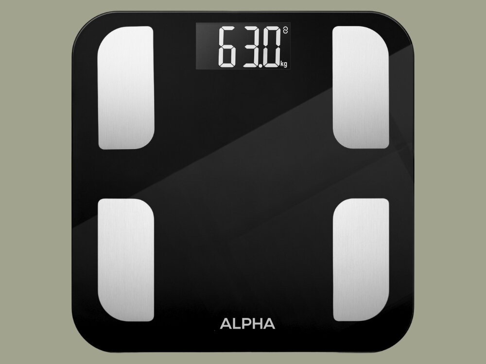 Waga łazienkowa ALPHA Smart Scale 2 funkcja ważenia niemowląt, praktyczne rozwiązanie, indywidualne profile